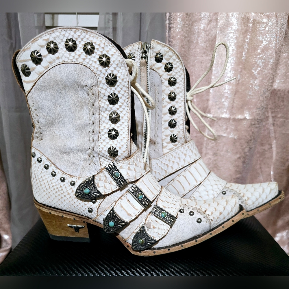 Lane Women's Showdown Western Bootie Ceramic Crackle Sz 8.5